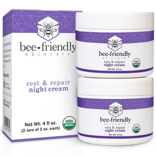 BeeFriendly Crema de noche orgánica, certificada por USDA, hidratan...