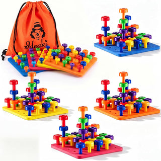 Shappy Tableros Montessori para niños pequeños, 120 clavijas apilab...