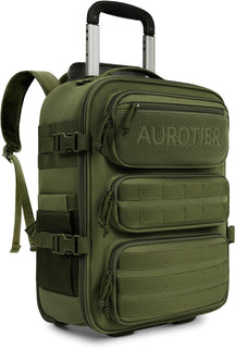 AUROTIER Mochila Táctica con Ruedas para Laptop, Equipaje de Mano c...