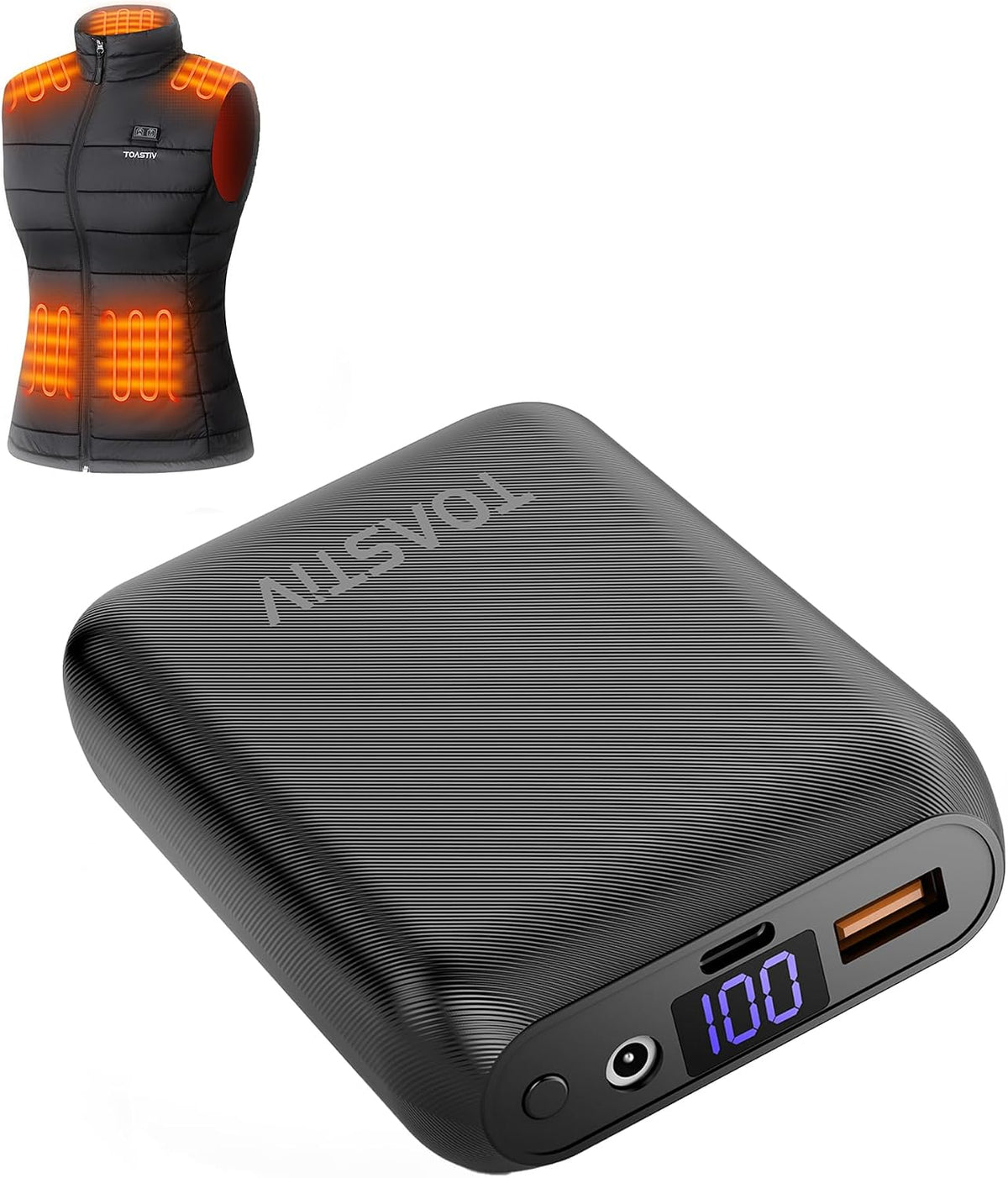 Toastiv Batería de chaleco térmico de 7.4V\/5V 16000mAh, batería ex...