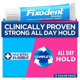 Fixodent Crema adhesiva original segura para dentaduras postizas co...