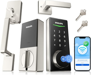 Philips Cerradura inteligente WiFi con juego de manijas de puerta d...