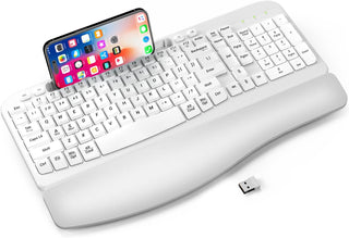 Teclado inalámbrico ergonómico con reposamuñecas acolchado, teclas...