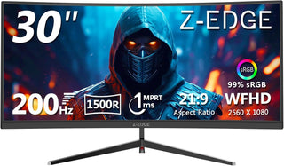 Z-Edge - Monitor curvo para juegos de 30 pulgadas, WFHD1080P 200Hz...