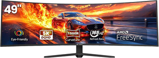 CRUA - Monitor curvo ultra ancho DQHD de 49 pulgadas y 165 Hz, 1500...