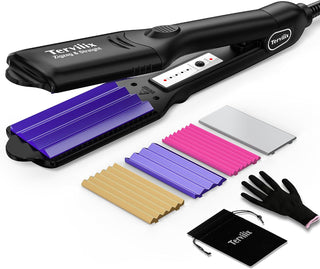 Terviiix Rizadora de Cabello para Mujeres con 4 Placas Intercambiab...