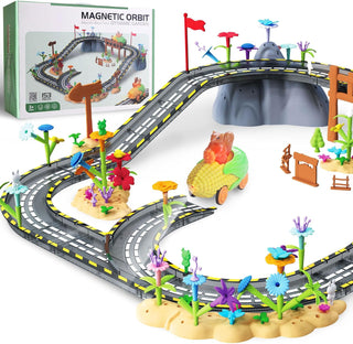 SKTMYY Juego de 153 azulejos magnéticos para carretera con juguete...