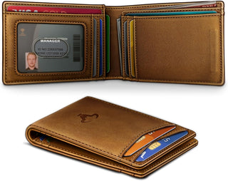 BULLIANT Cartera magnética para hombre, de piel de grano completo,...