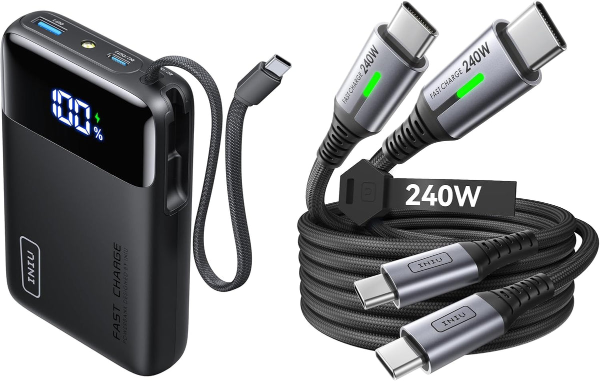 INIU Banco de energía más pequeño de 45 W y 20000 mAh con cable USB...