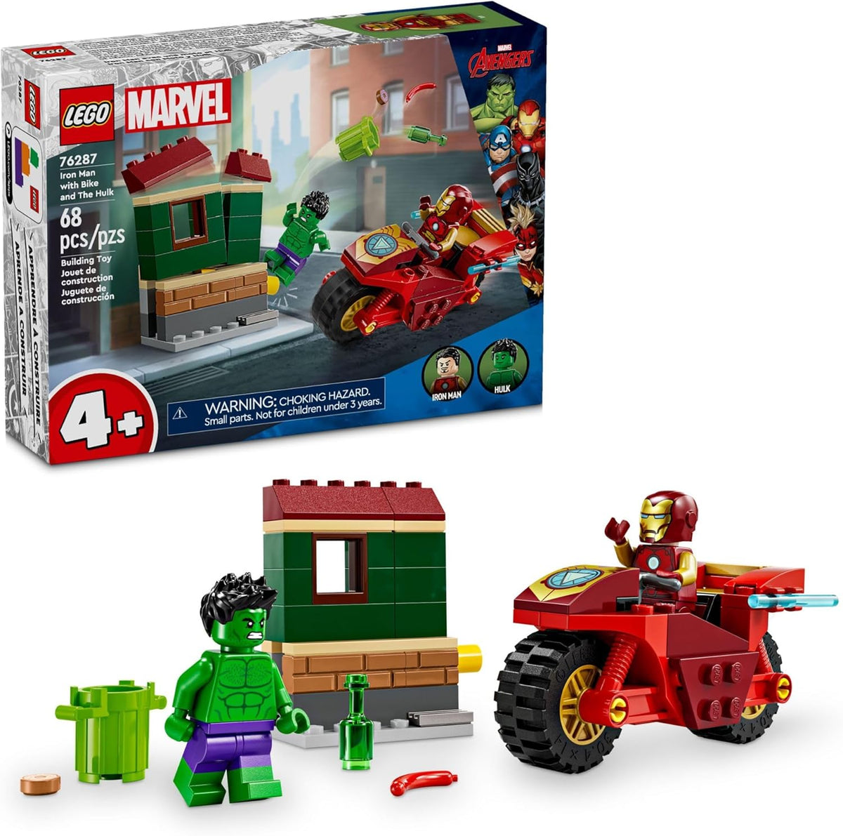 LEGO Marvel Iron Man Bike and The Hulk - Juego de