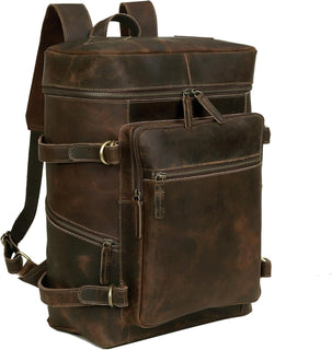 HLC Mochila de cuero genuino para computadora portátil para hombres...