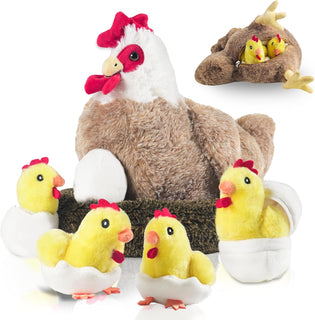 XYHQYB Peluche de pollo 9 en 1, juguetes de pollo de peluche para n...
