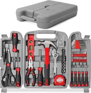 Hi-Spec Kit de herramientas para el hogar de 54 piezas, color rojo,...