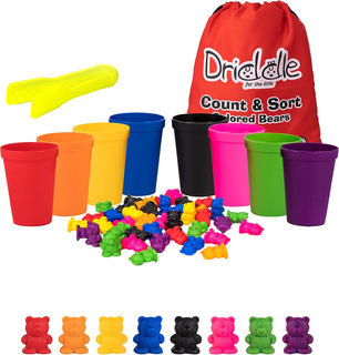 Driddle Osos coloridos para contar con tazas a juego, 80 osos, jugu...