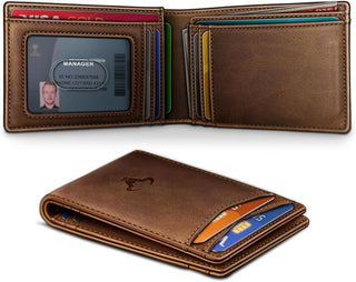 BULLIANT Cartera magnética para hombre, de piel de grano completo,...