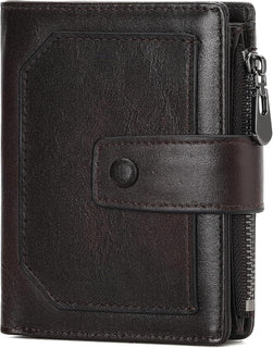 GAEKEAO Billeteras de cuero genuino para hombre con cremallera, blo...