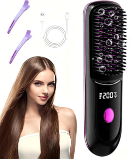 Go Brush Pro - Alisador de pelo, peine iónico inalámbrico con bater...