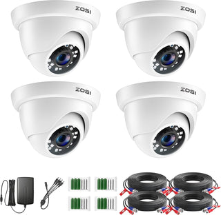 ZOSI - 4 Pack 2MP 1080p HD-TVI Cámara de seguridad para el hogar, e...