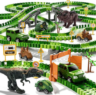 IHAHA 169 piezas de juguetes de pista de carreras de dinosaurios pa...