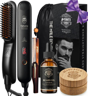 Cepillo iónico calentado para alisar el cabello para hombres, 5 aju...