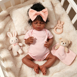 Yudill Muñeca realista de bebé Reborn negra de 18 pulgadas con ojos...