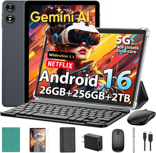 Tablet Android 2026 con teclado, tableta Android 16 mejorada con 26...