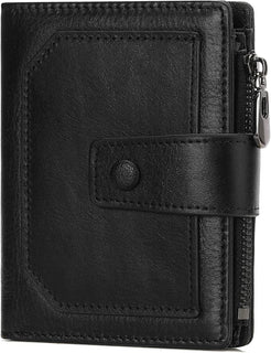 GAEKEAO Billeteras de cuero genuino para hombre con cremallera, blo...