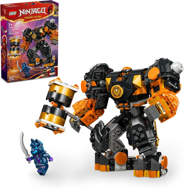 LEGO NINJAGO Cole's Elemental Earth Mech Mini Ninja juguete, figura de acción personalizable juguete de aventura con minifiguras Cole y Wolf Warrior, regalo ninja para niños, niñas y niños a partir de