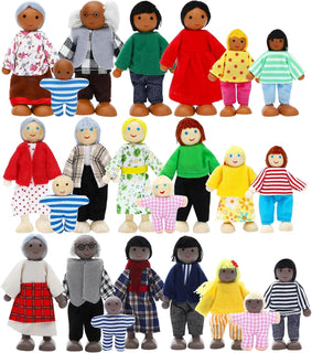 ONEST Juego de casa de muñecas de madera de 23 piezas con muñecos d...