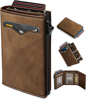 Cartera miyozi para hombre, con bolsillo para billetes, 2 ventanas...