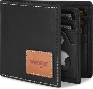 Wrangler Billetera para hombre con soporte AirTag, billetera de cue...