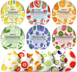 Paquete de 114 mascarillas faciales de frutas coloridas para el cui...
