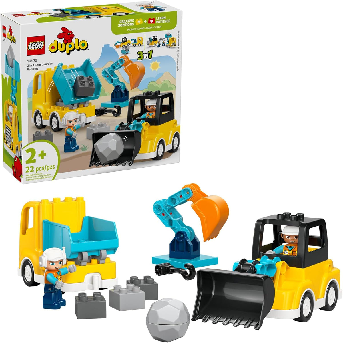 LEGO DUPLO Town - Vehículos de construcción 3 en 1 para