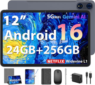 Tablet Android 16 2026, tableta de 12 pulgadas con teclado, 24 GB+2...