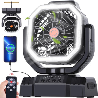 AVV Ventilador de camping recargable portátil de alta velocidad de...