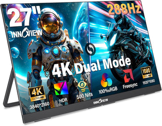 InnoView Monitor de 27 pulgadas de modo dual 4K UHD 120Hz\/FHD 288H...