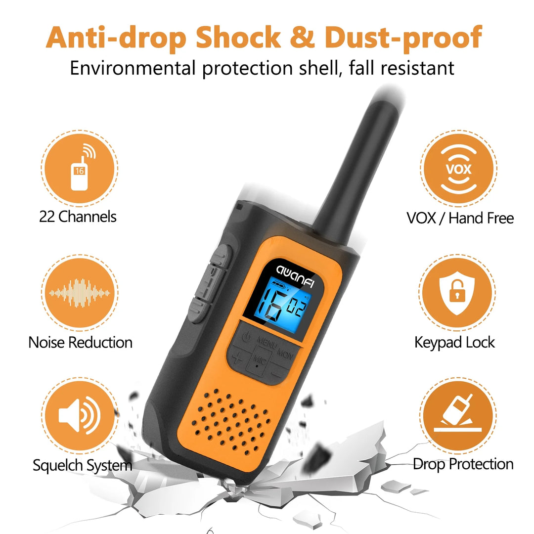 22-Channel Rechargeable Walkie Talkies for Adults, Two-Way Radio (4 Pack)