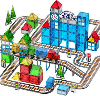 SKTMYY Azulejos magnéticos de juguete de tren para niños de 4 a 8 a...
