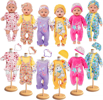 WONDOLL 6 juegos de ropa para muñecas bebé de 14 a 16 pulgadas, con...