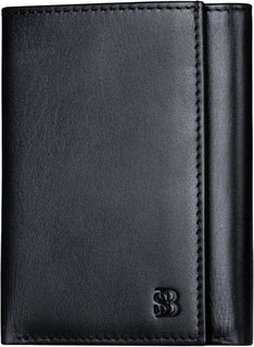 SERMAN BRANDS Billetera tríptica para hombres - Cuero genuino con b...