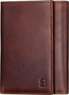 SERMAN BRANDS Billetera triple para hombre, piel auténtica con bloq...