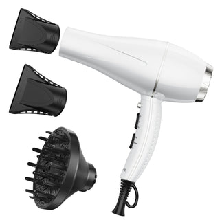 NEXPURE Secador de Pelo Secador de Pelo de 1875W con Difusor y Concentrador, Secado Rápido, Bajo Nivel de Ruido, 3 Configuraciones de Calor y 2 Velocidades, Botón de Disparo en Frío, Blanco