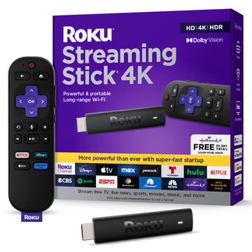 Roku Streaming Stick 4K - Dispositivo de Streaming Roku HDR & Dolby Vision para TV con Control Remoto por Voz y Wi-Fi de Largo Alcance - TV Gratuita y en Vivo