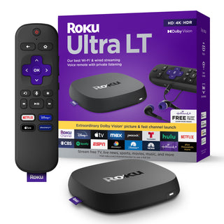 Roku Dispositivo de Transmisión Ultra LT 4K/HDR/Dolby Vision/wi-fi de Doble Banda con Control Remoto por Voz Roku y Cable HDMI