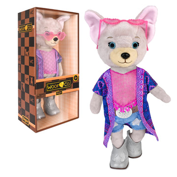 Woof & Co Muñeca de Moda de 15 Pulgadas: Skyler, el Bulldog Francés de Peluche Posable con Atuendo y Accesorios Extraíbles, Niños a Partir de 3 Años