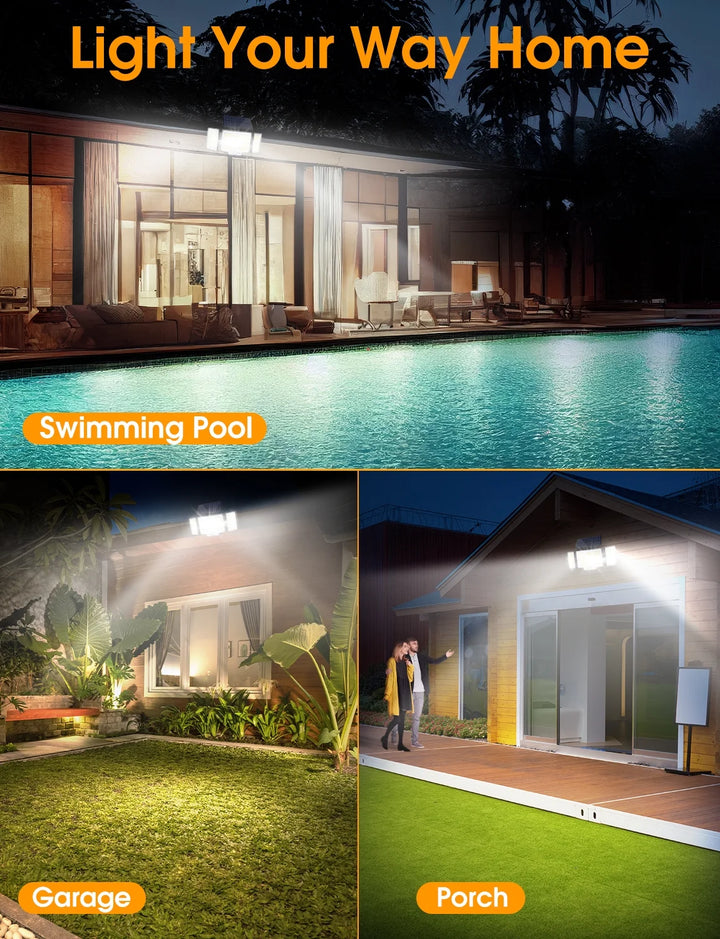 348 LED 3000LM Solar Motion Sensor Flood Lights, 2Pack