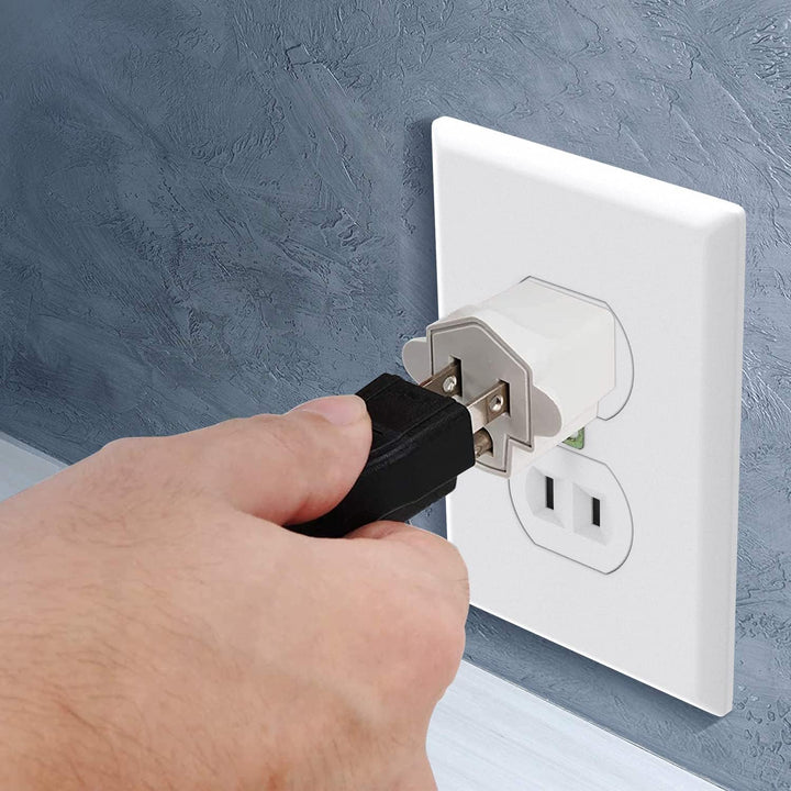 3 Prong to 2 Prong Polarized Grounding Adapter, Wall Outlet Converter 3-Prong Adapter Fireproof Material 392℉ Resistant Heavy Duty for Household, Christmas Light, Indoor Use Only, 10 Pack