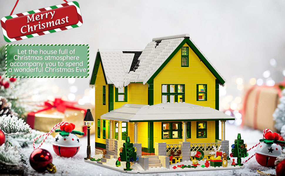 Juego de construcción de casa de Navidad con luz juguete