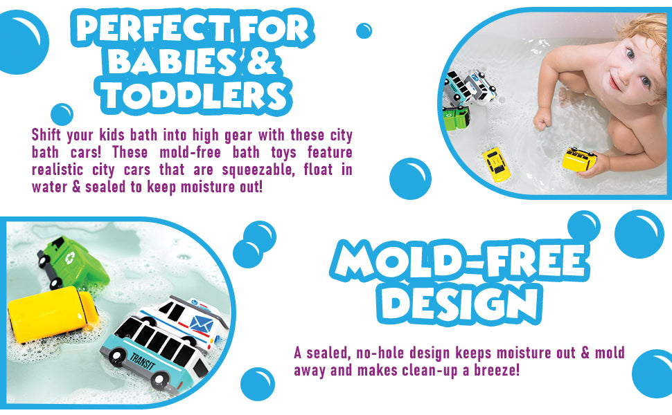 Tub Works Vehicles - Juguetes de baño sin moho para coches
