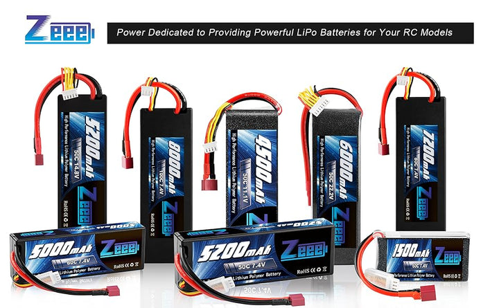 Zeee Lipo Battery 2S 50C 5200mAh Lipos Estuche rígido con